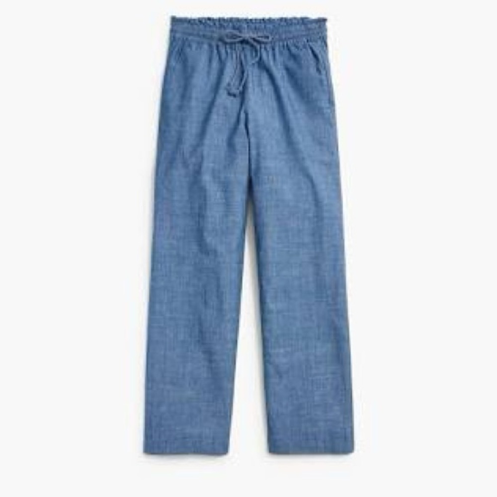 2 J. Crew factory Chambray wide-leg paper-bag pants blue women’s drawstring